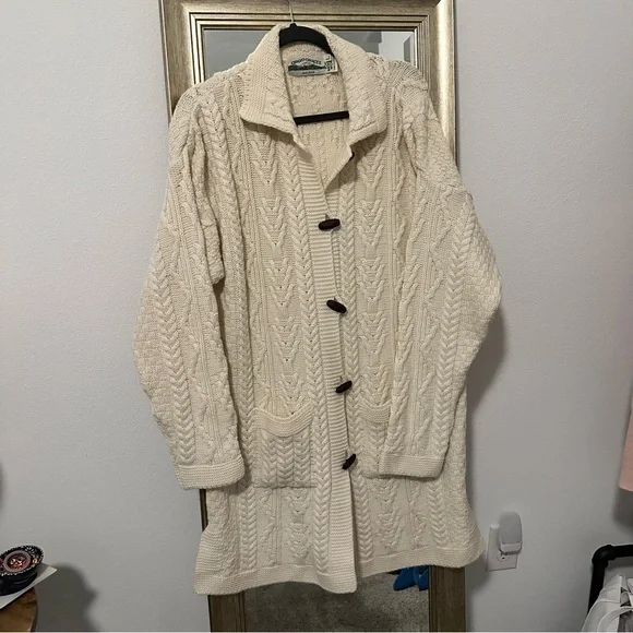Aran Crafts Cream Cable Knit Cardigan - Picture 1 of 7